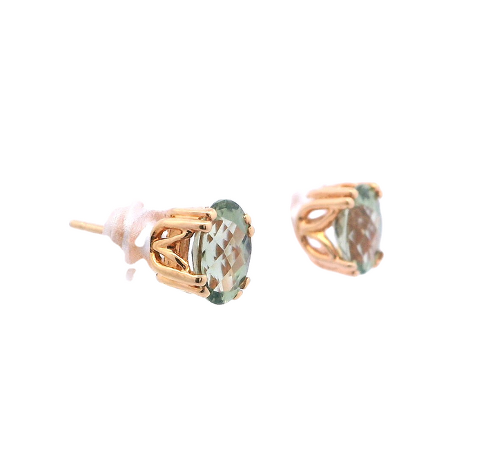 14KY Oval Sapphire Studs 2tcw