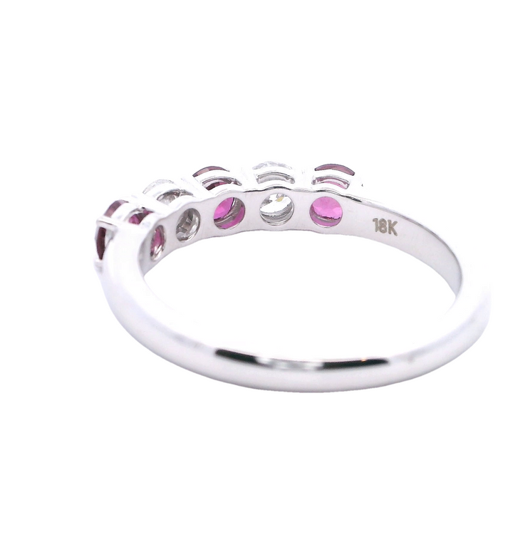 18KW 5 Stone Band Ruby .80ctw Dia .35ctw