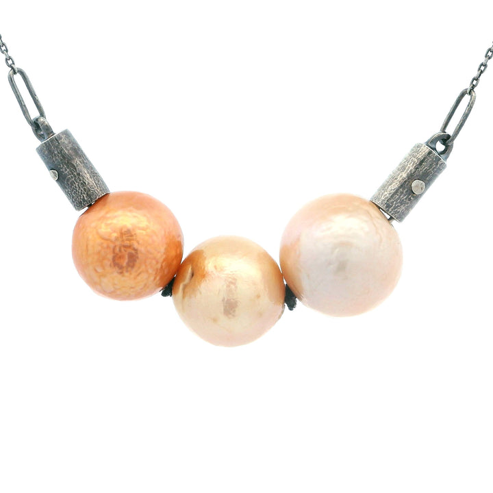 Sterling Silver 3 Pearl Necklace on Bead Chain