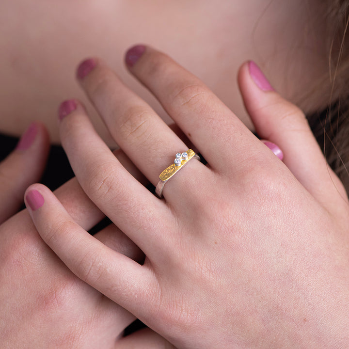 24K Fusion Gold and Sterling Silver Diamond "STOCKTON" Ring