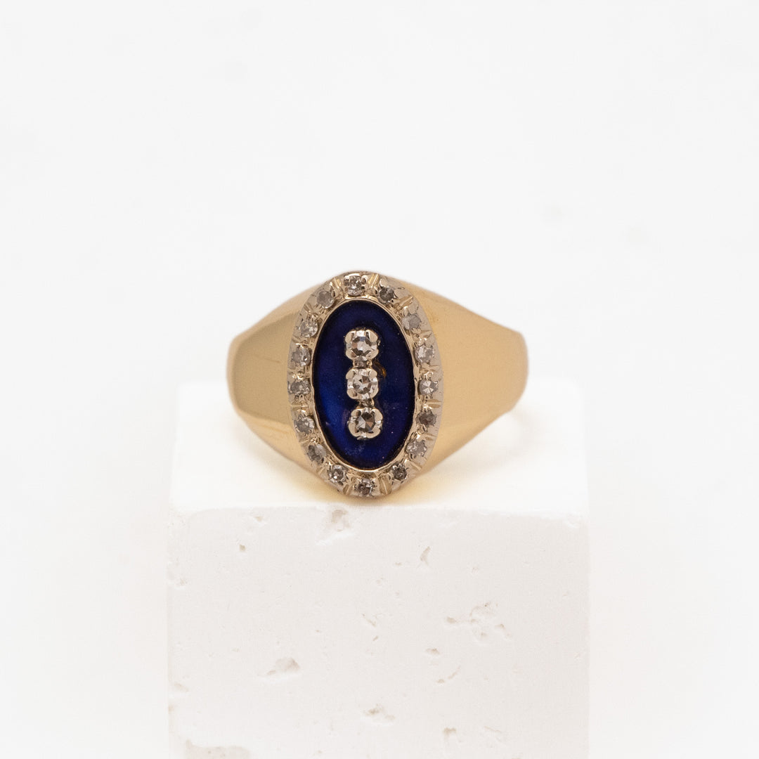 14KY .15ctw Dia & Enamel mens