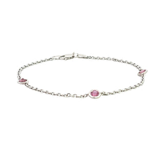 Pink Sapphire Station Bracelet In White Gold