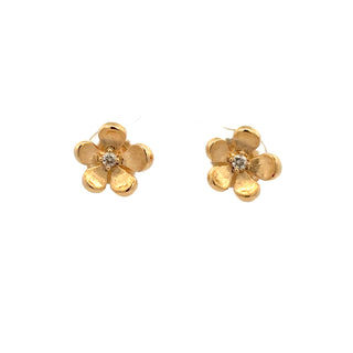 18KY DIA=0.05cttw Jardin Satin Flower stud earrings