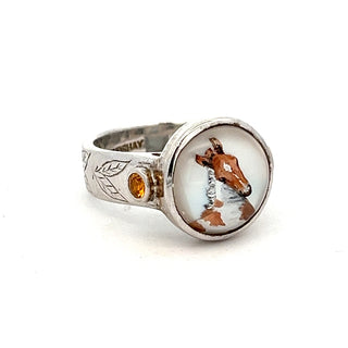 "Jewel" 925k SS Horse Ring wit