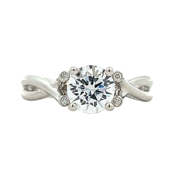Twist Diamond Accent Engagement Ring Semi-Mount In White Gold