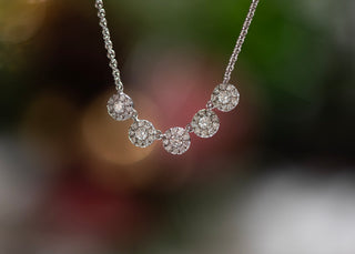 14K White Gold 5-Part Diamond Necklace