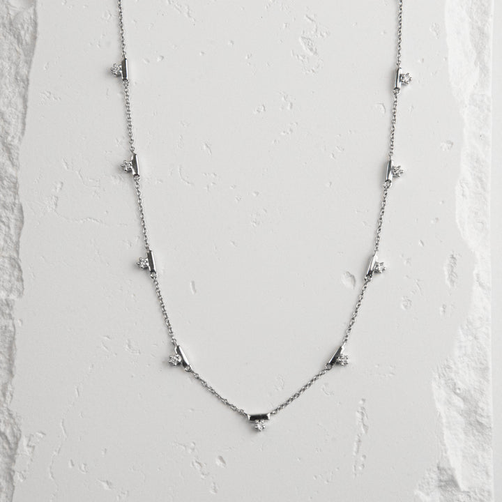 Sterling Silver Diamond Dangle Station Necklace