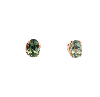 14KY Oval Sapphire Studs 2tcw