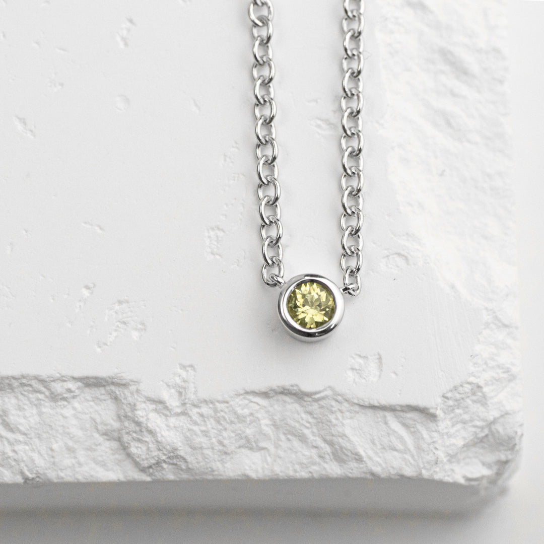 Sterling Silver Peridot Bezel Station Necklace