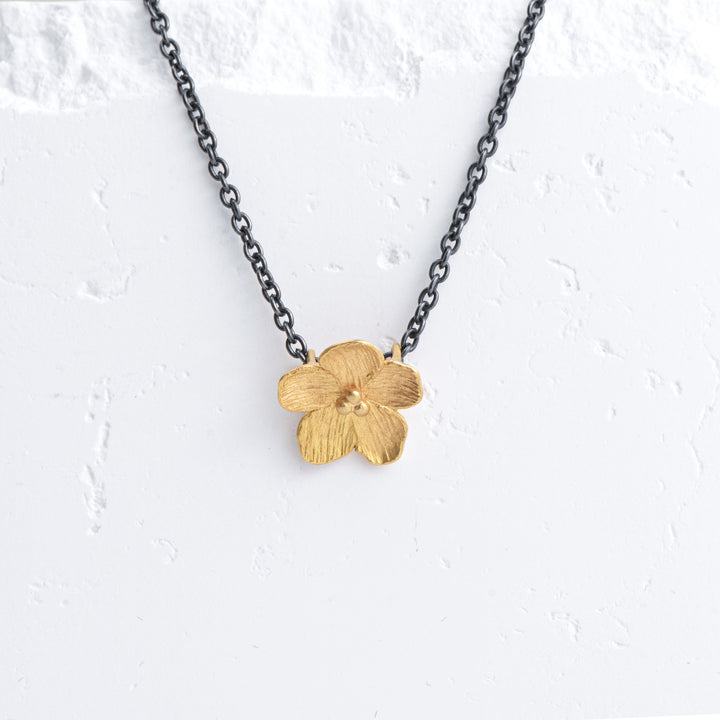 22K Gold and Oxidized Silver "BUTTERCUP" Necklace