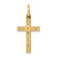 14KY Laser Cut Ichthus Cross c