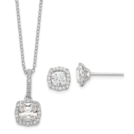 SS Rhod Plated 6mm Cushion CZ