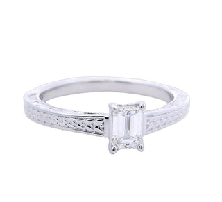 14KW Emerald Cut Diamond Ring