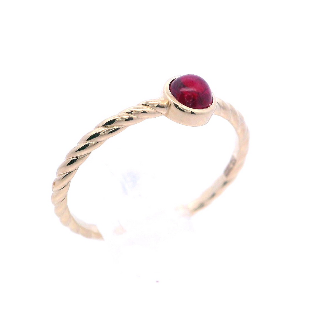 14KY 4mm CAB Ruby Stack Ring
