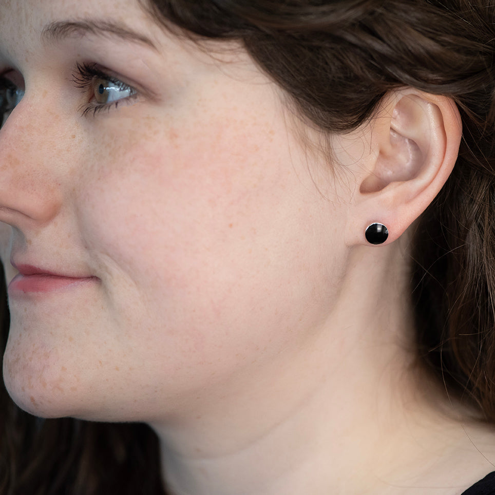 SS Black Dot Earrings