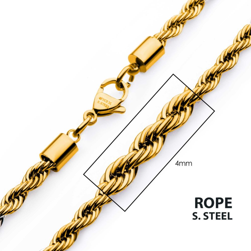24" 4mm 18KY IP Rope Chain
