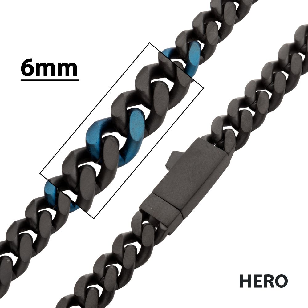 22" 6mm Matte Black & Blue IP