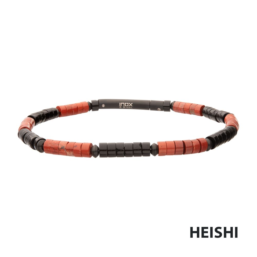 7.75" Red Jasper & Onyx Beaded