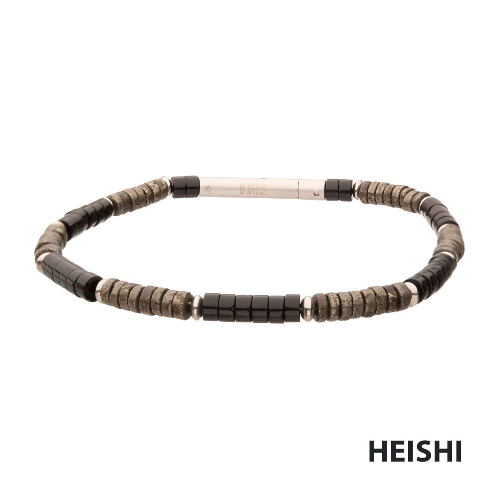 7.75" Onyx & Pyrite Beaded Bra