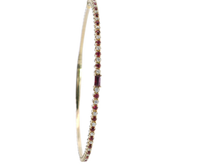 14K Yellow Gold Ruby and Diamond Flex Bangle