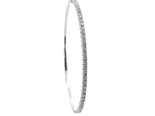 14K White Gold Round Diamond Flex Bangle (1.17 cttw)