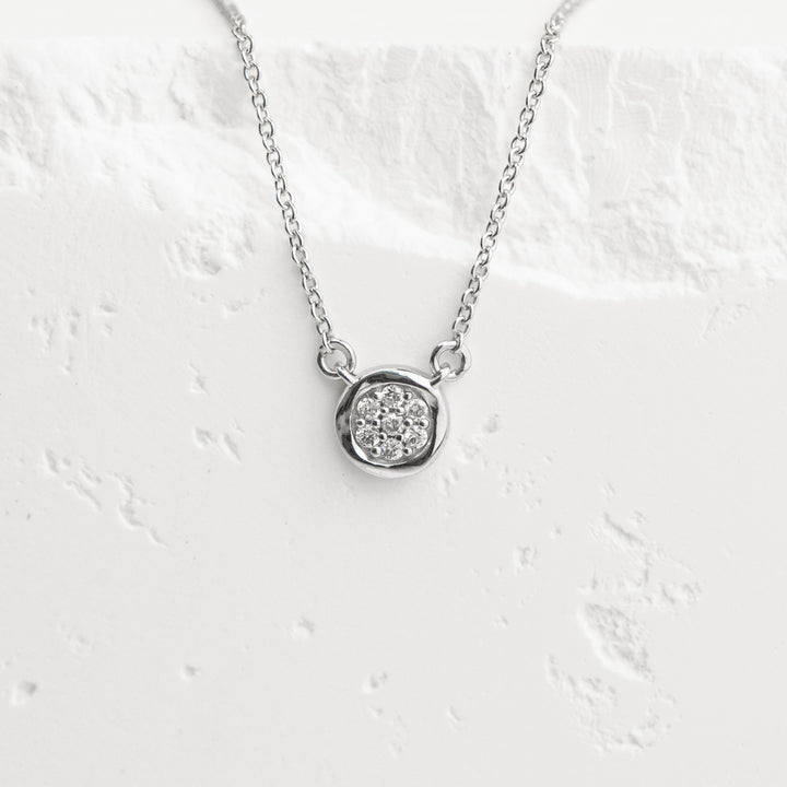 Sterling Silver Diamond Cluster Circle Necklace
