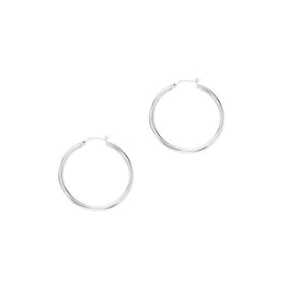 14K White Gold 3x40mm Hoop Earring