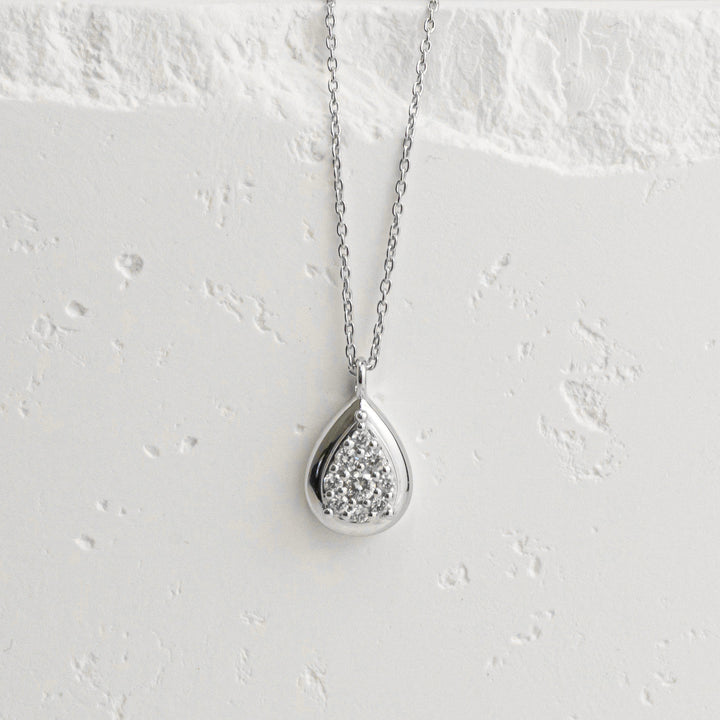 Sterling Silver Diamond Teardrop Cluster Necklace