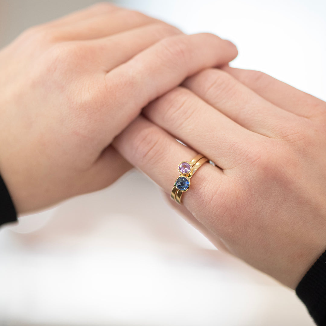 14K Yellow Gold Pink Sapphire Stackable Ring