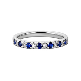 14K White Gold Sapphire and Diamond Stackable Band