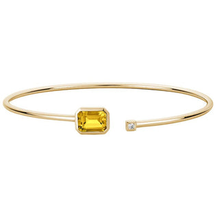 14KY Citrine and Diamond Wire Bangle Bracelet