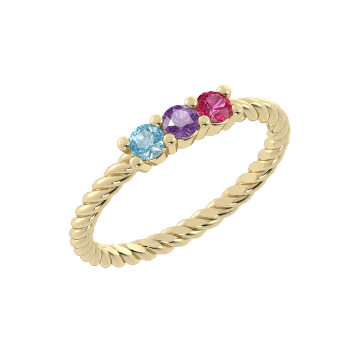 Customizable Mother's Birthstone Rope Ring