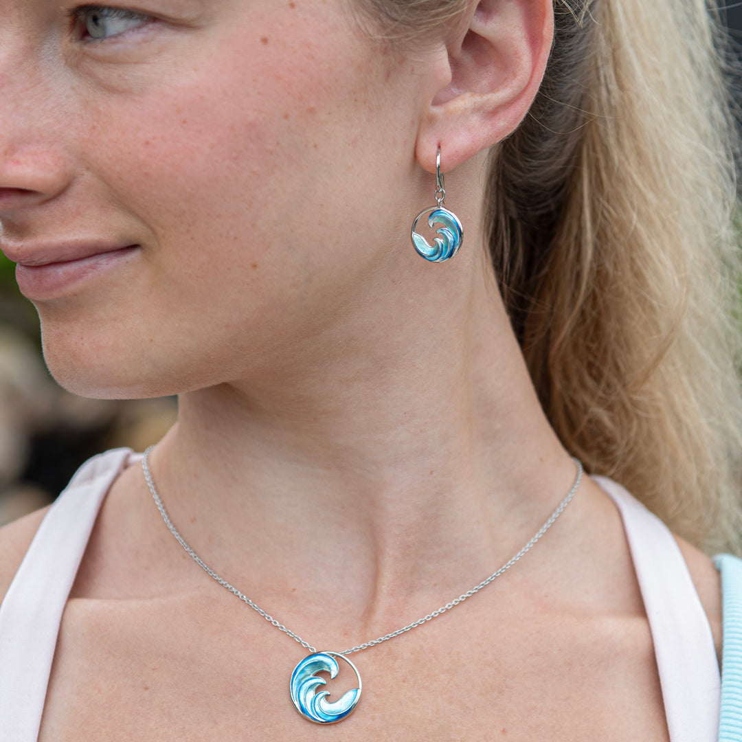 Sterling Silver Blue Ocean Wav