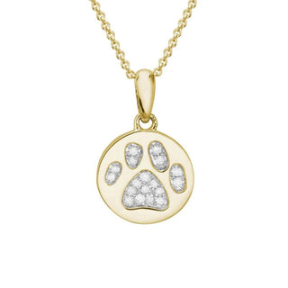 14KY Diamond Paw Pendant Necklace 16-18"