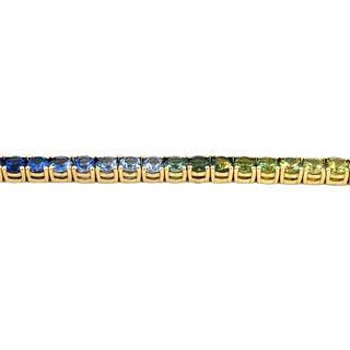 9.50 cttw Multi-Color Sapphire Line Bracelet In Yellow Gold