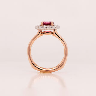 Pink Tourmaline and Diamond Halo Fashion Ring