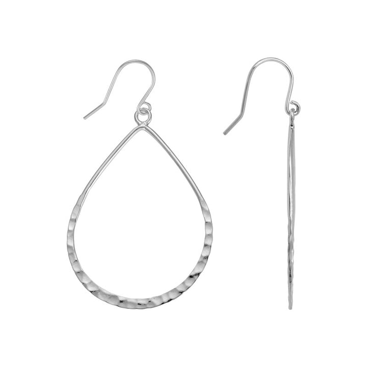 SS TearDrop dangle Hammered Ea