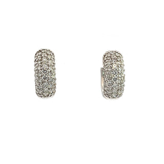 Pavé Set Diamond Huggie Hoop Earrings In White Gold
