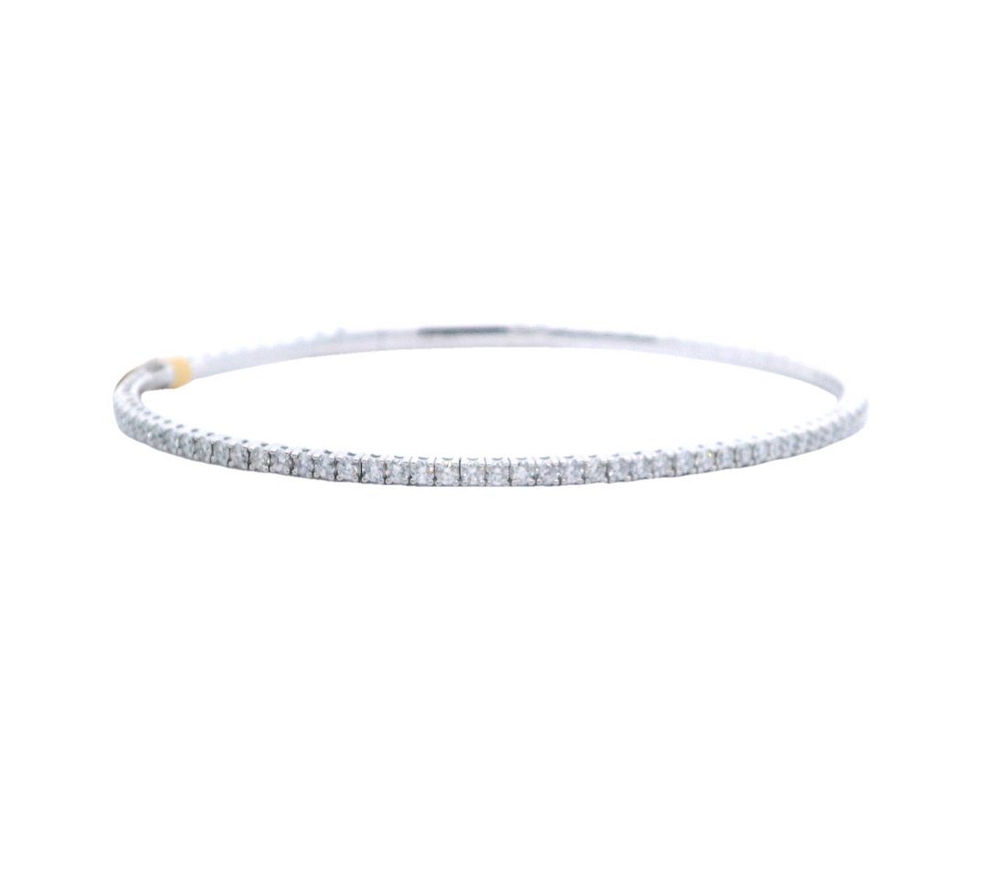 14K White Gold Diamond Flex Bangle (1.45 carat)