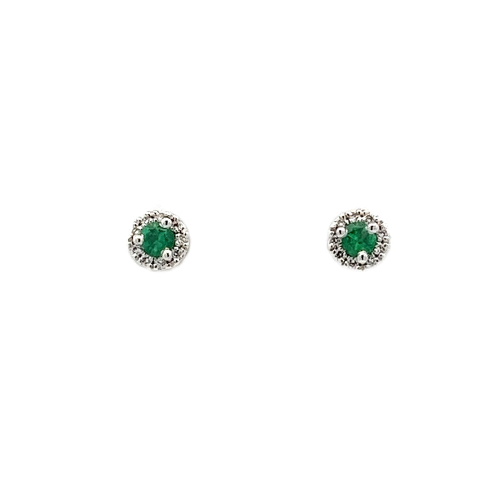 14KW 3mm Emerald Diamond Halo