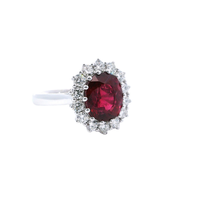 18KW Rubellite 2.74ct Halo Dia .62ctw