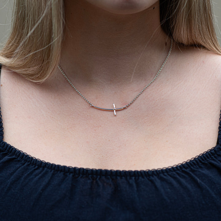 SS Sideways Cross Necklace