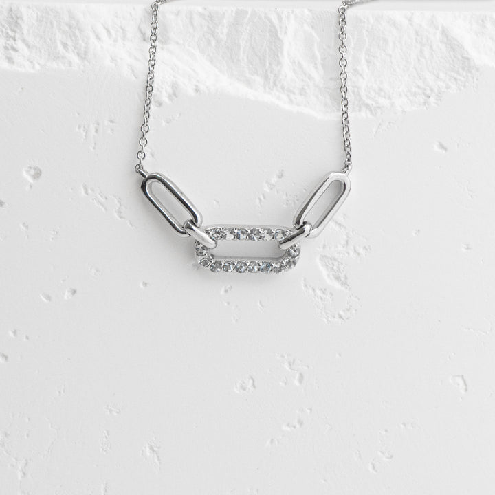 Sterling Silver Aquamarine Chain Link Necklace