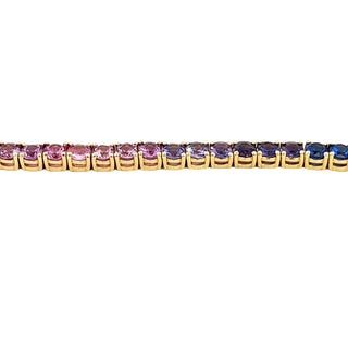 9.50 cttw Multi-Color Sapphire Line Bracelet In Yellow Gold
