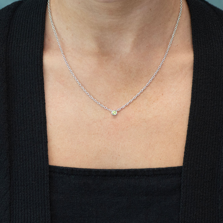 Sterling Silver Peridot Bezel Station Necklace