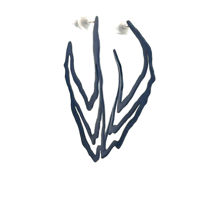 Copper Tree Ring Hoop earrings with Blue Powder Coat