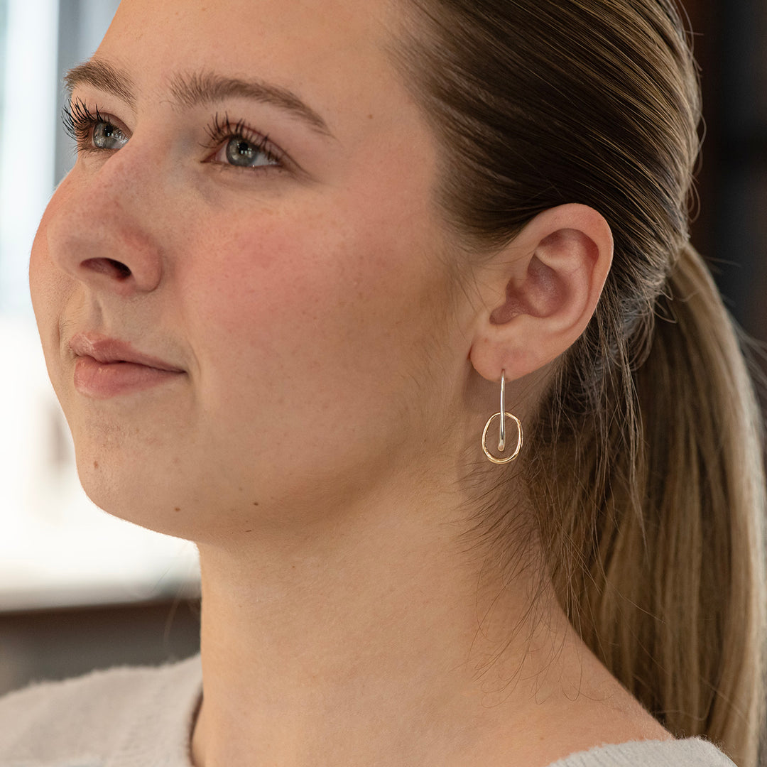 SS & 14KY Medium Halo Earrings