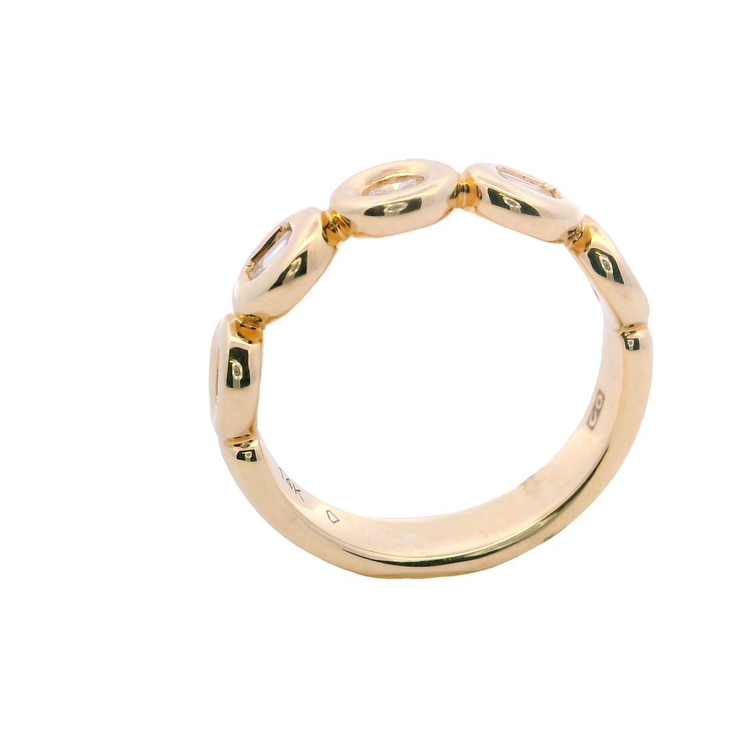 14KY BAG & OV Dia (.17cttw)Bezel Set Wedding Band 6.5