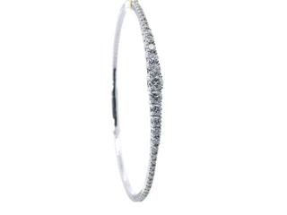 14K White Gold Graduated Diamond Flex Bangle