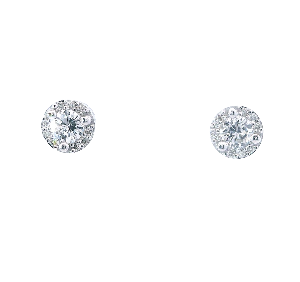14K White Gold Diamond Halo Martini Stud Earrings (0.26 carat)